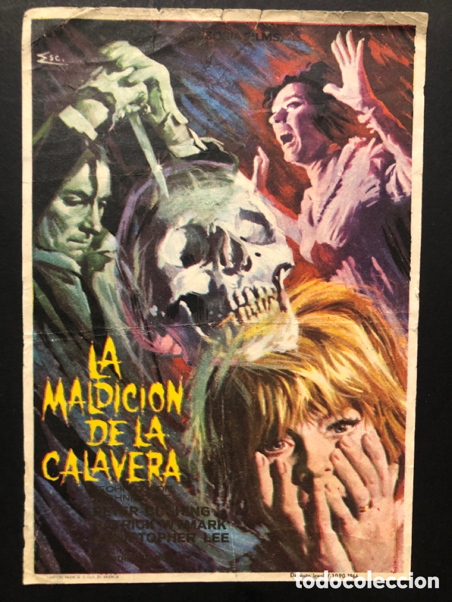 Cine: Programa la maldicion de la calavera peter cushing con publicidad teatro cine liceo alberique A1