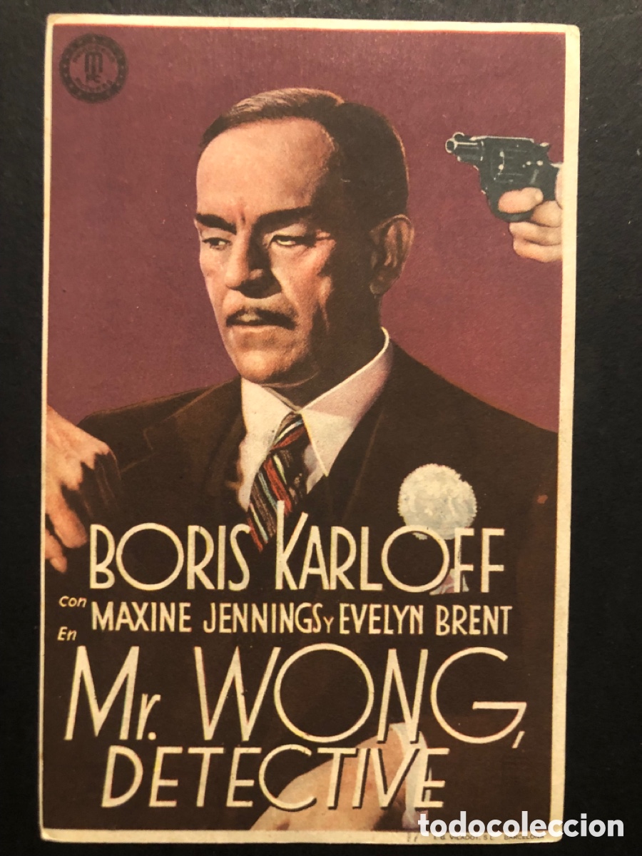  Foglietti di film di film antichi di cinema: Programa Mr Wong detective boris Karloff con publicidad teatro de la Marina A1