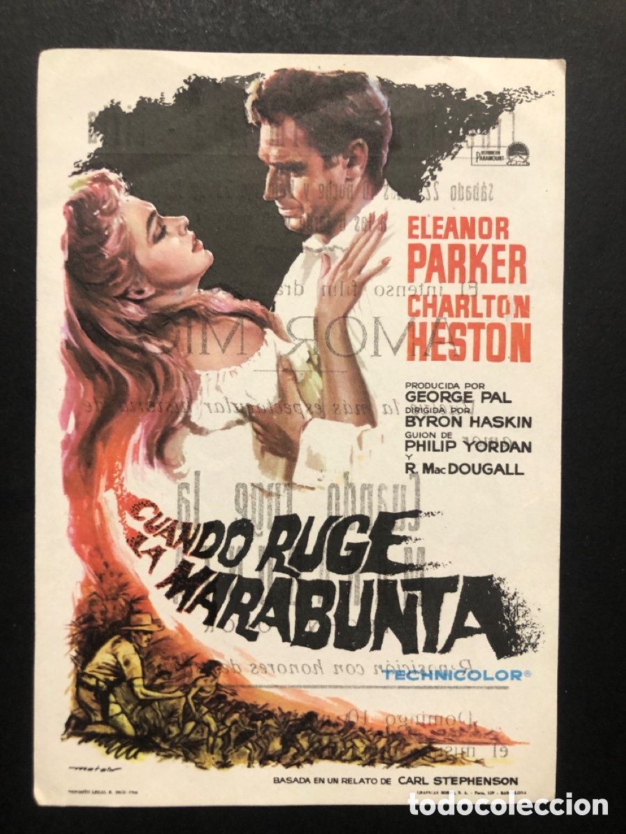 Cine: Programa cuando ruge la Marabunta charlton heston con publicidad cine banda primitiva liria A1