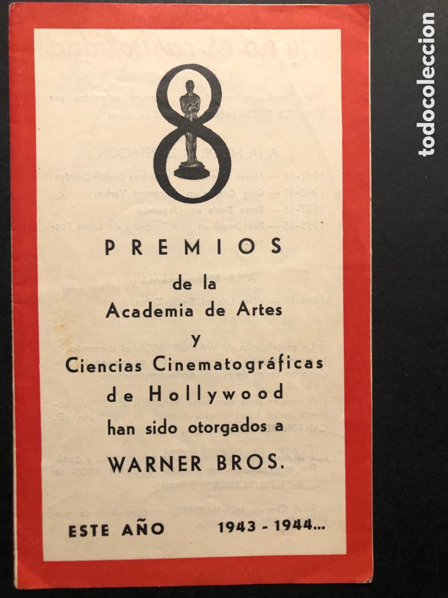 Cine: Premios academia de artes oscar warner Bros 1943 1944 casablanca humphrey Bogart A1