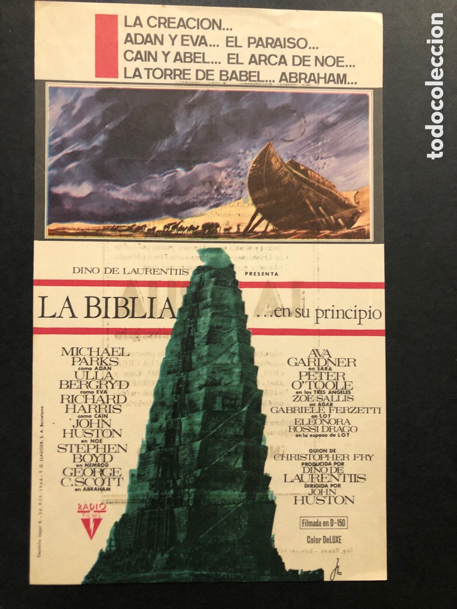 Cine: Programa la biblia john huston ava gardner con publicidad cine capitol tarrago A1