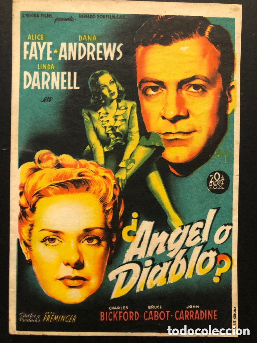 Cine: Programa soligo &aacute;ngel o diablo alice faye con publicidad cine espa&ntilde;ol