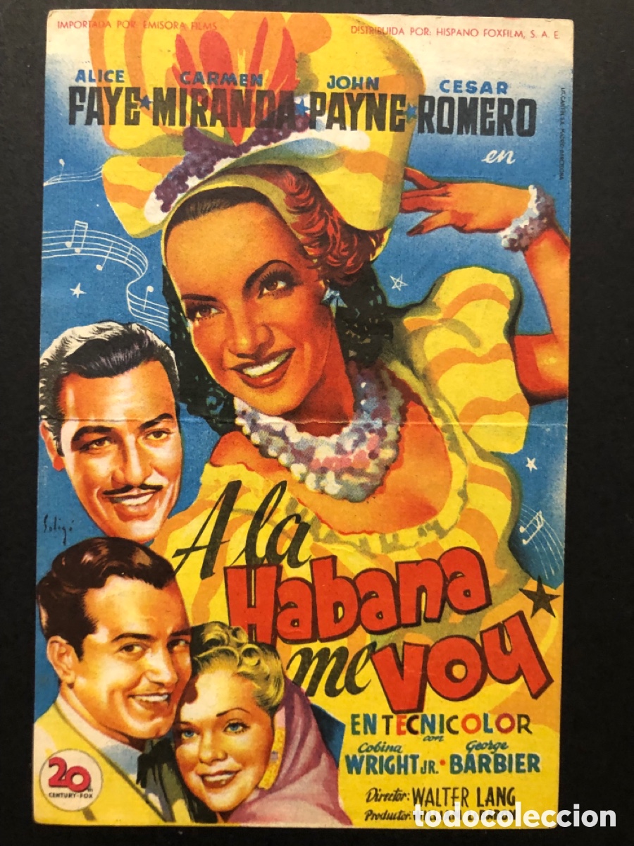 Cine: Programa soligo a La Habana me voy carmen miranda con publicidad cine cultural Mislata