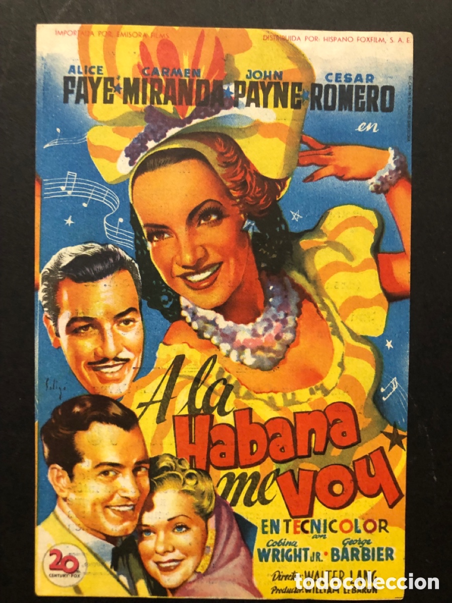 Cine: Programa soligo a La Habana me voy carmen miranda con publicidad cine sur Mislata
