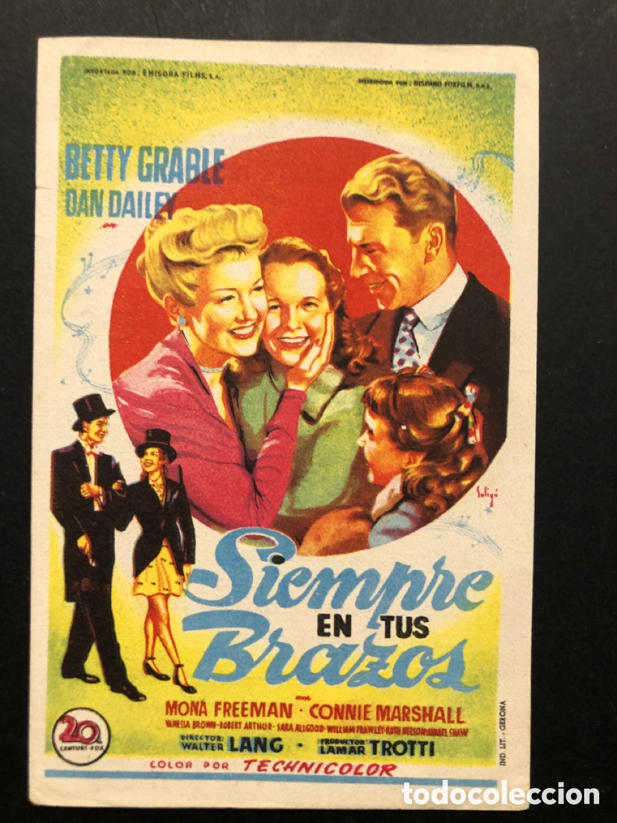 Cine: Programa soligo siempre en tus brazos Betty grable con publicidad cine Echegaray malaga