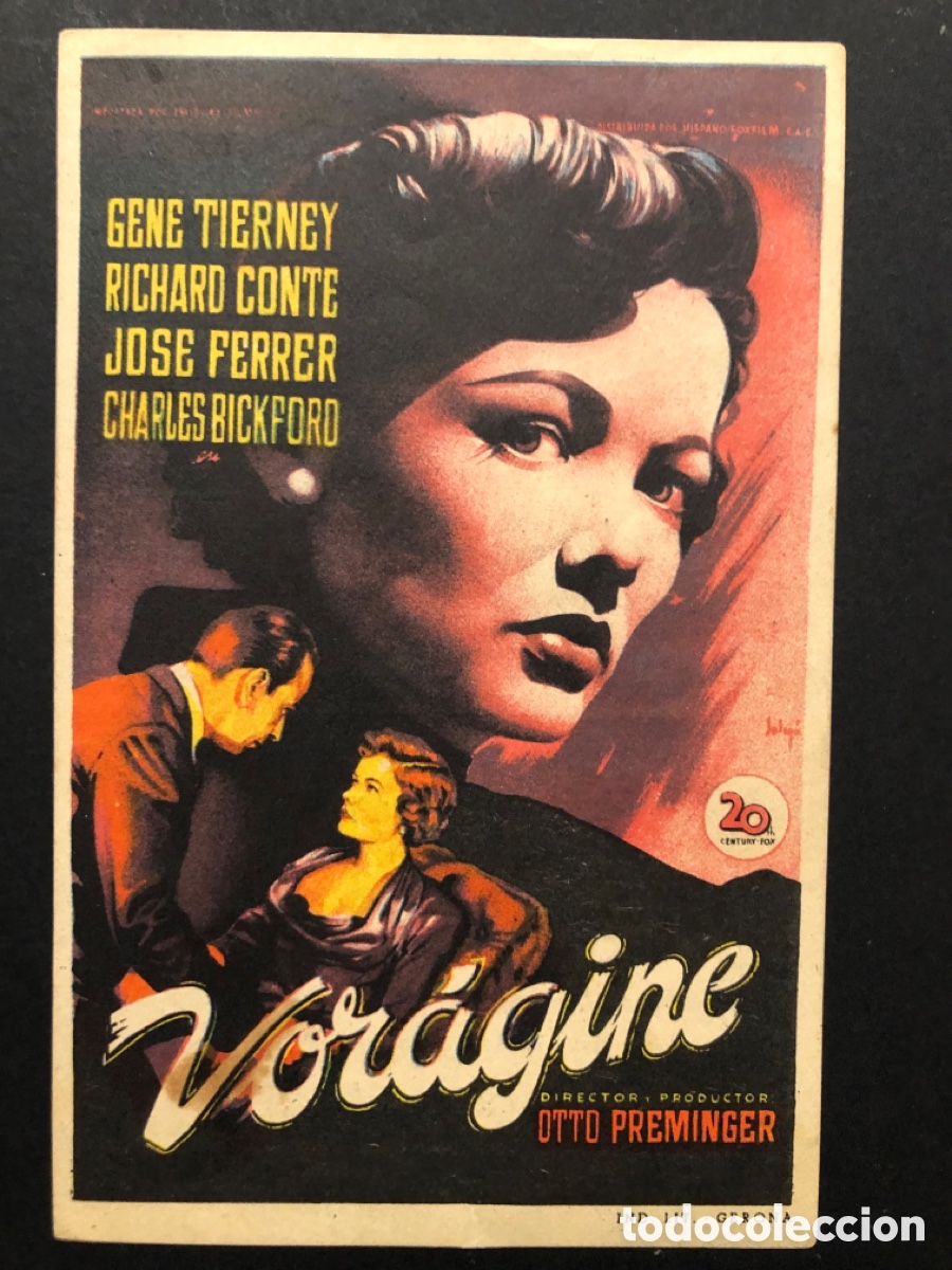 Cine: Programa soligo Gene tierney voragine con publicidad cine goya