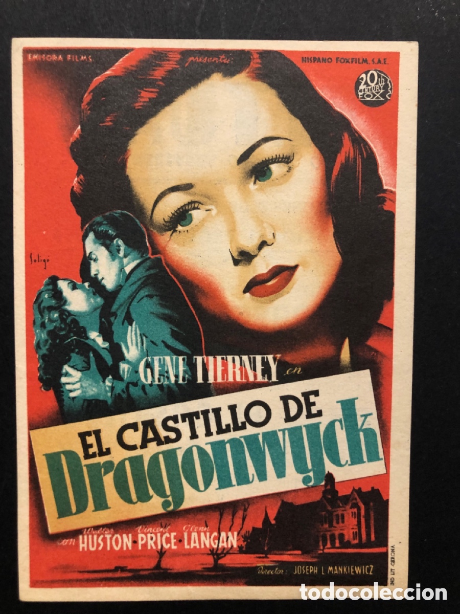 Cine: Programa soligo Gene tierney el castillo de dragonwyck con publicidad cine tetuan barcelona
