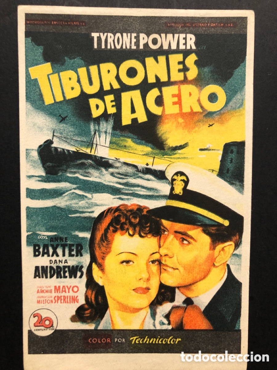 Cine: Programa soligo tyrone power tiburones de acero con publicidad cine sur Mislata