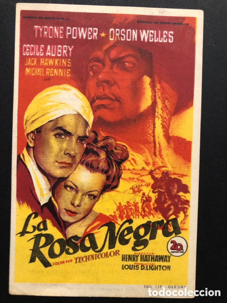 Cine: Programa soligo tyrone power la rosa negra con publicidad cine sur Mislata