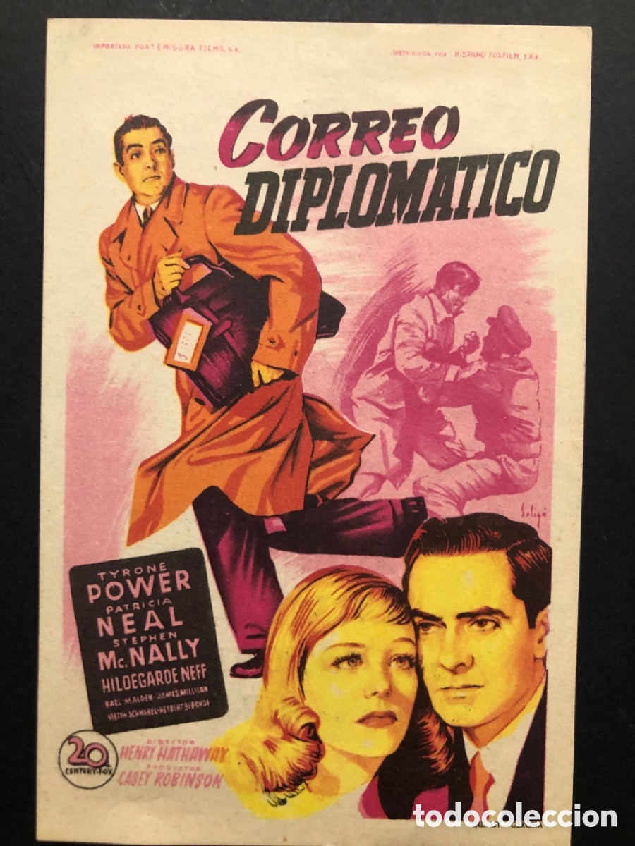 Cine: Programa soligo tyrone power correo diplom&aacute;tico con publicidad salon novedades