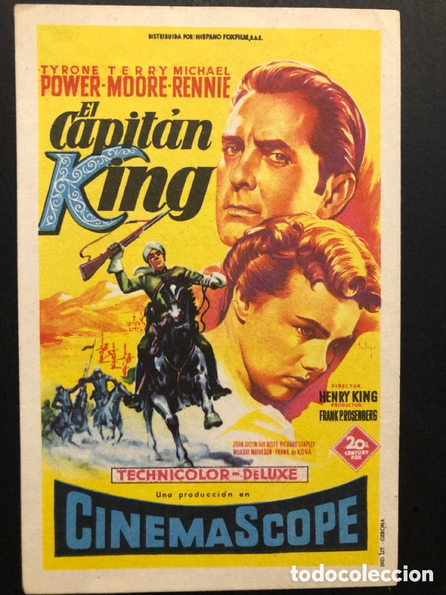 Cine: Programa soligo tyrone power el capit&aacute;n king con publicidad gran teatro huelva