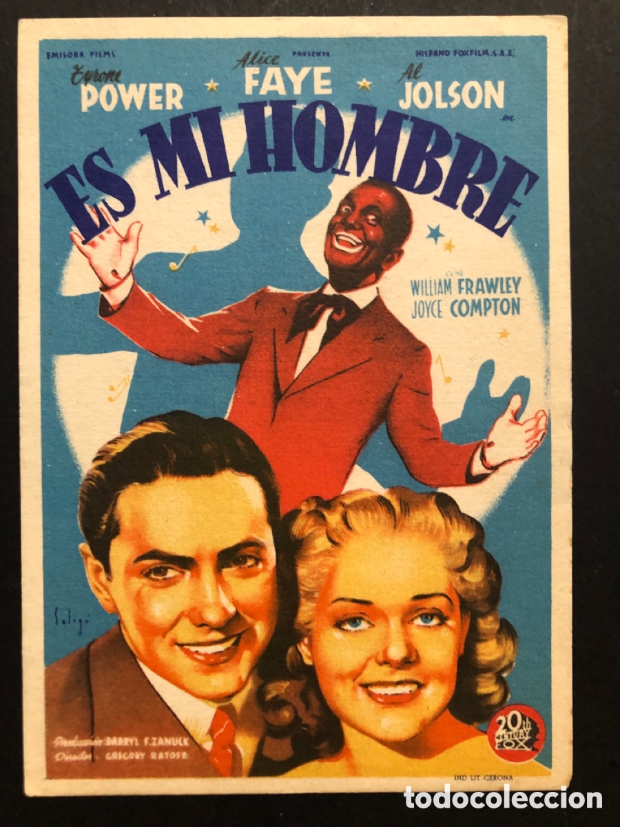 Cine: Programa soligo tyrone power es mi hombre con publicidad teatro principal alcoy