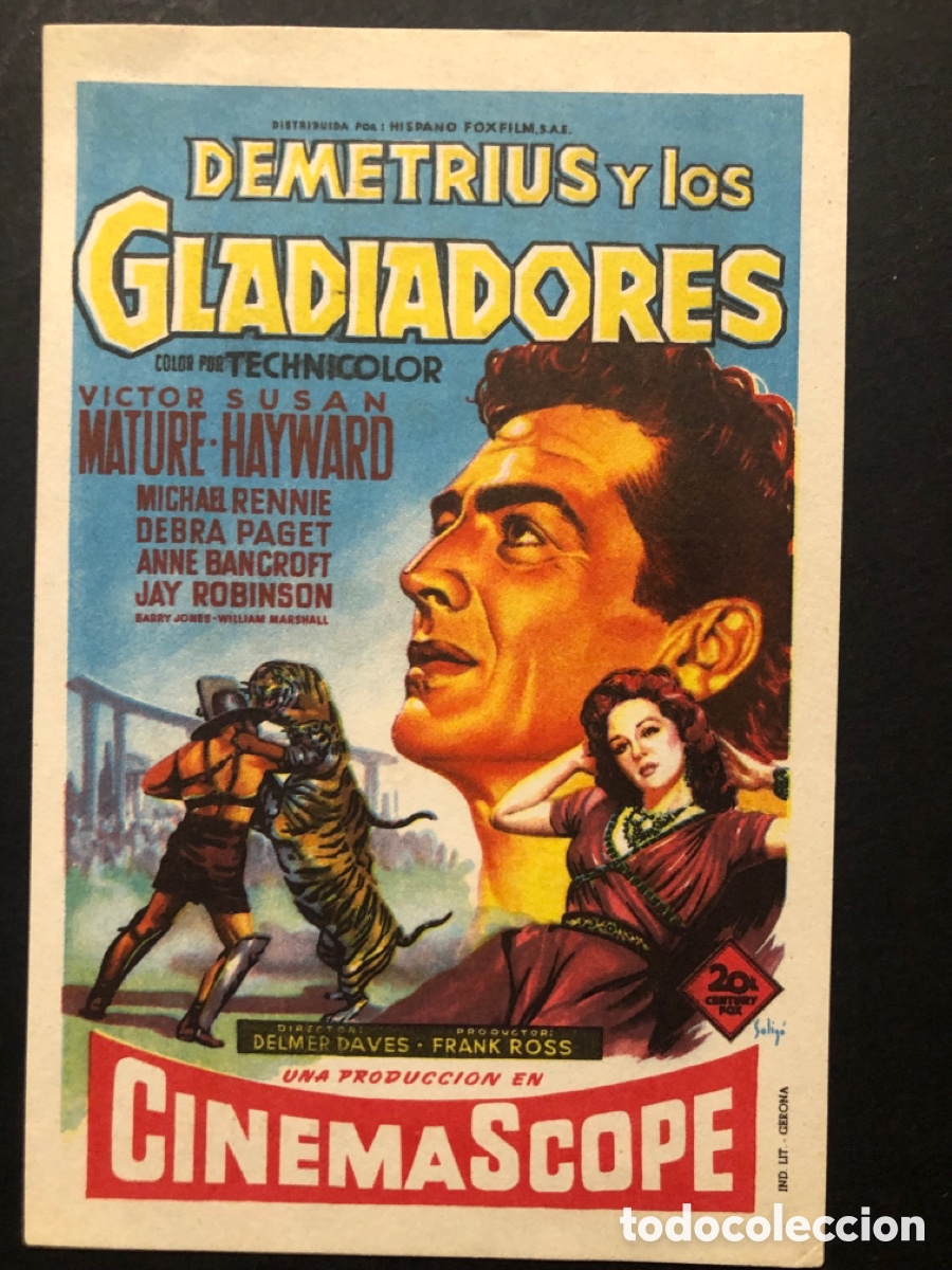 Cine: Programa soligo Victor Mature susan hayward demetrius y los gladiadores con publicidad cine kursaal