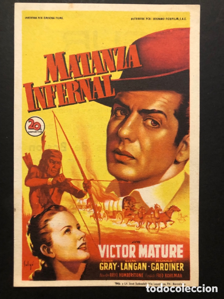 Cine: Programa soligo Victor Mature matanza infernal con publicidad cine sur valencia