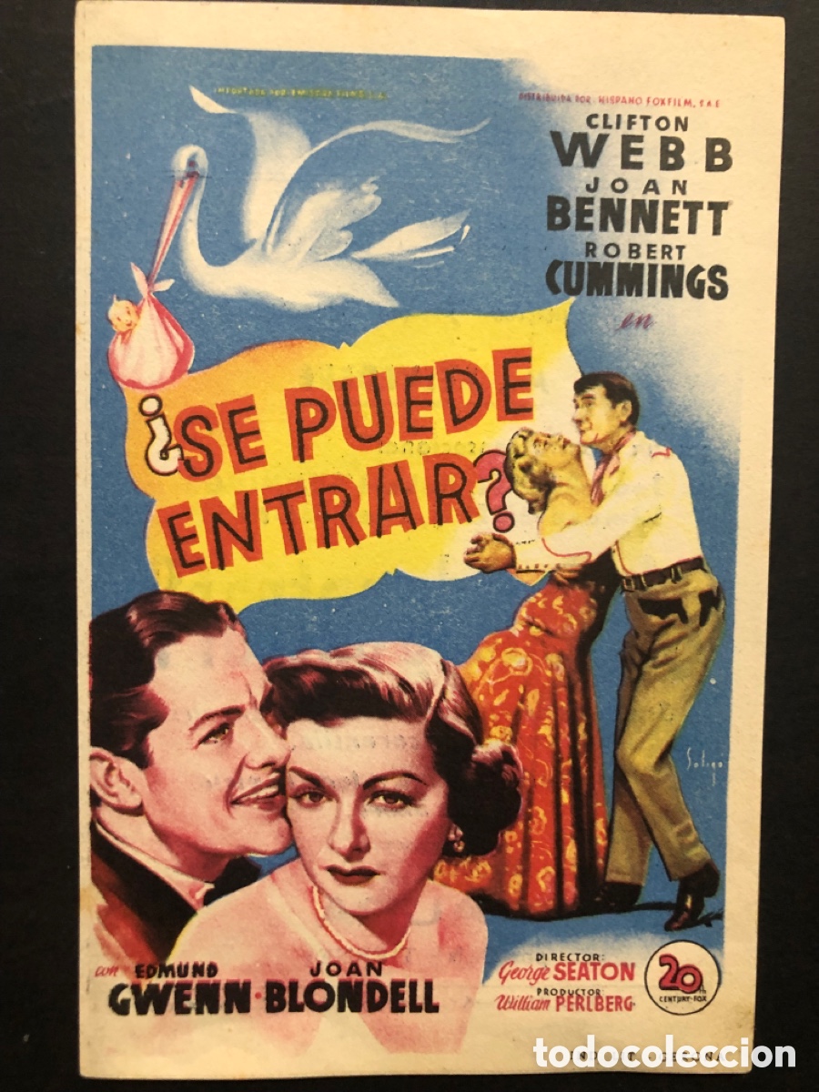 Cine: Programa soligo Se puede entrar clifton webb con publicidad cine avenida valencia