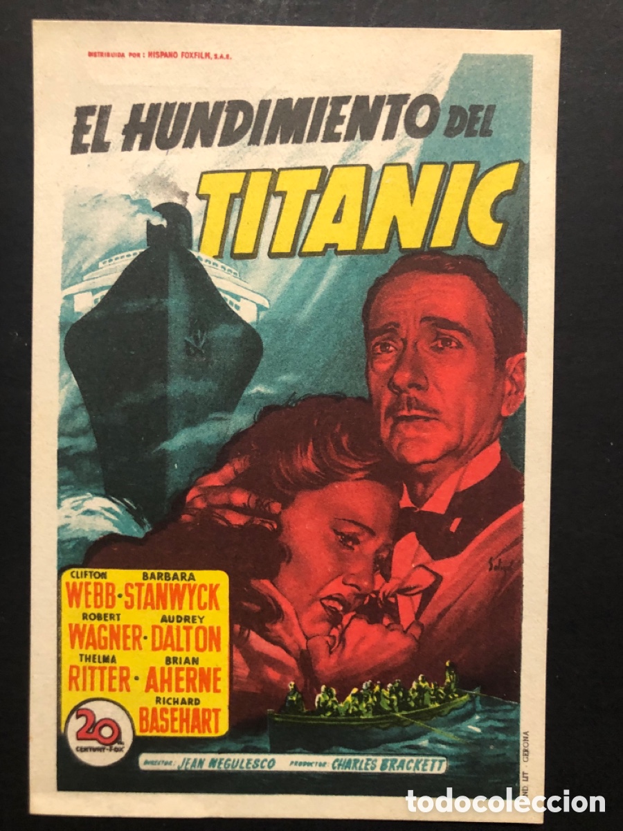 Cine: Programa el hundimiento del titanic clifton webb barbara stanwyck soligo publicidad Las arenas sans