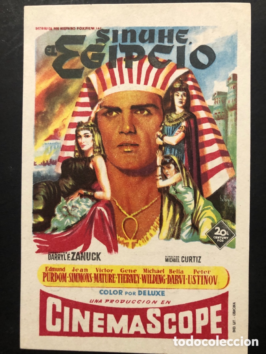 Cine: Programa soligo sinuhe el egipcio Edmund Purdom con publicidad cine avenida valencia