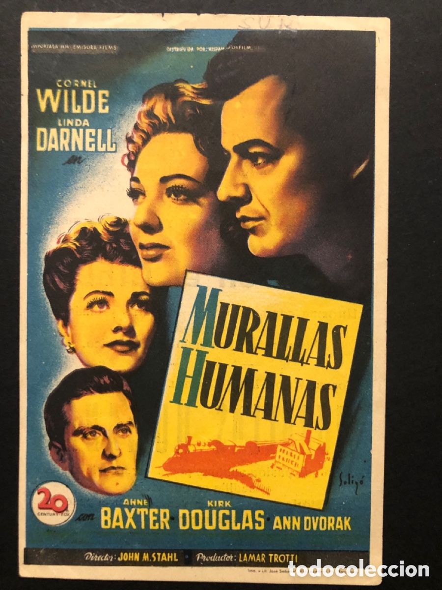 Cine: Programa soligo murallas humanas linda darnell con publicidad cine sur Mislata