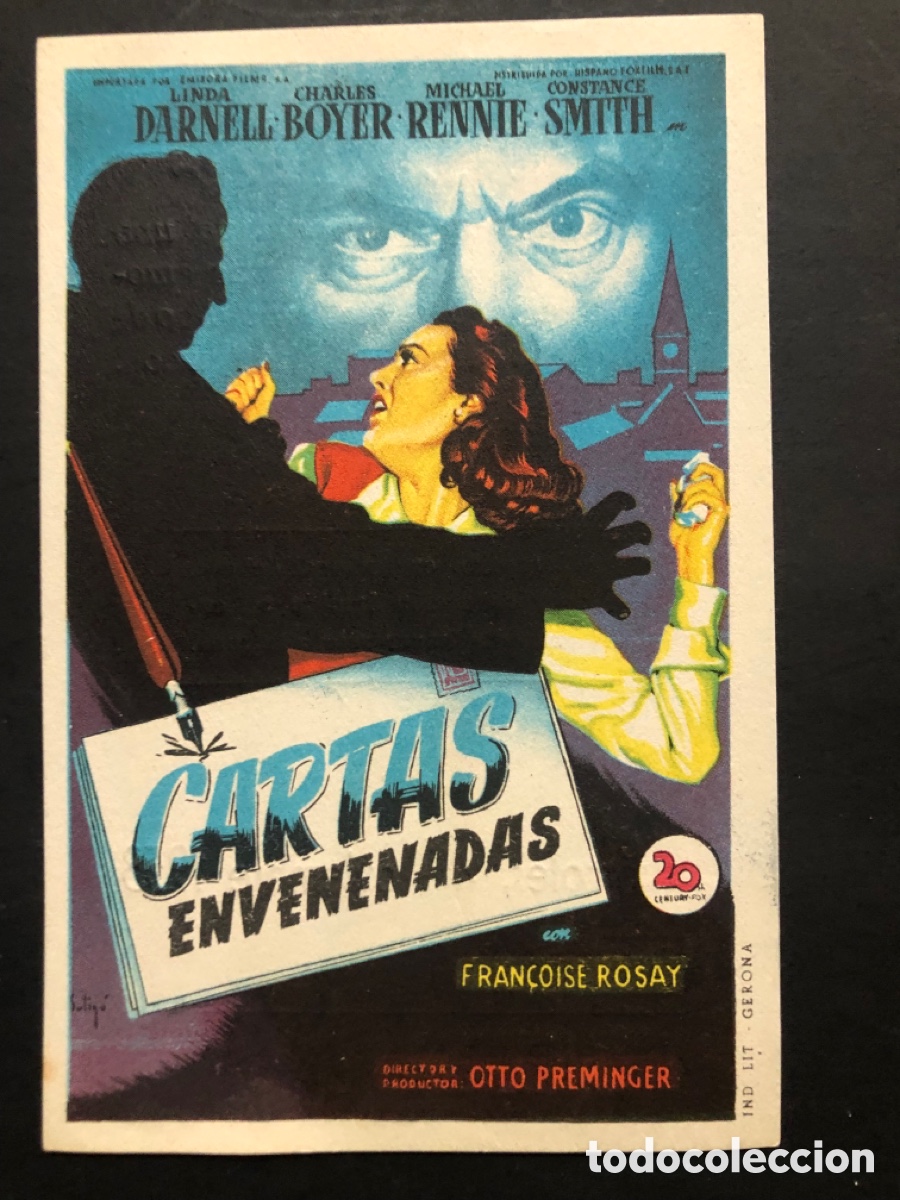 Cine: Programa soligo cartas envenenadas linda darnell con publicidad salon setabense jativa