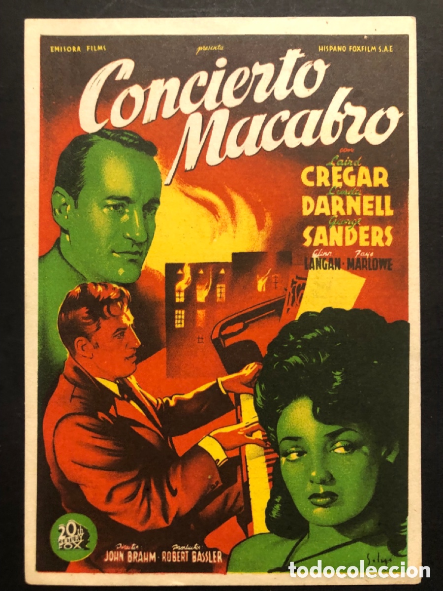 Cine: Programa soligo concierto macabro linda darnell con publicidad cine coliseum