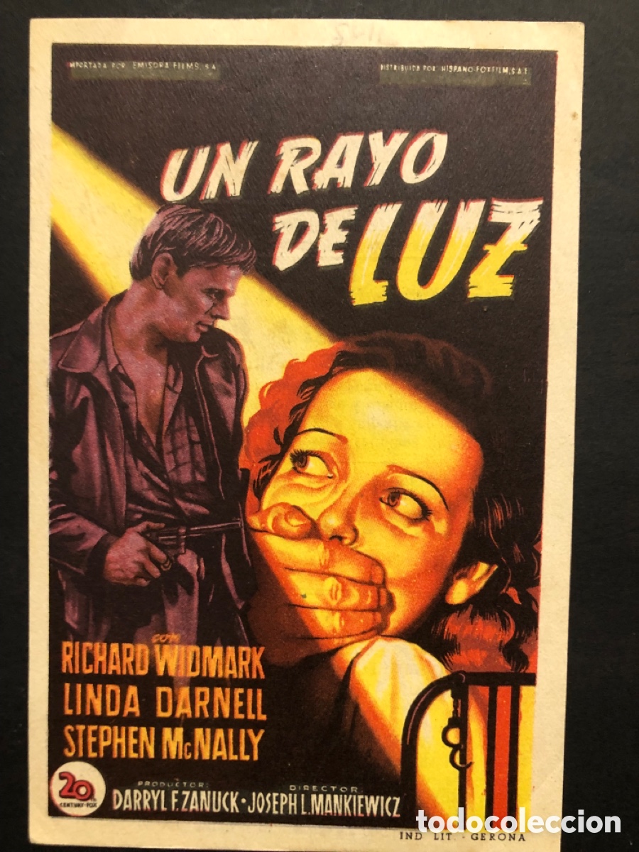 Cine: Programa soligo un rayo de luz linda darnell con publicidad cine sur Mislata