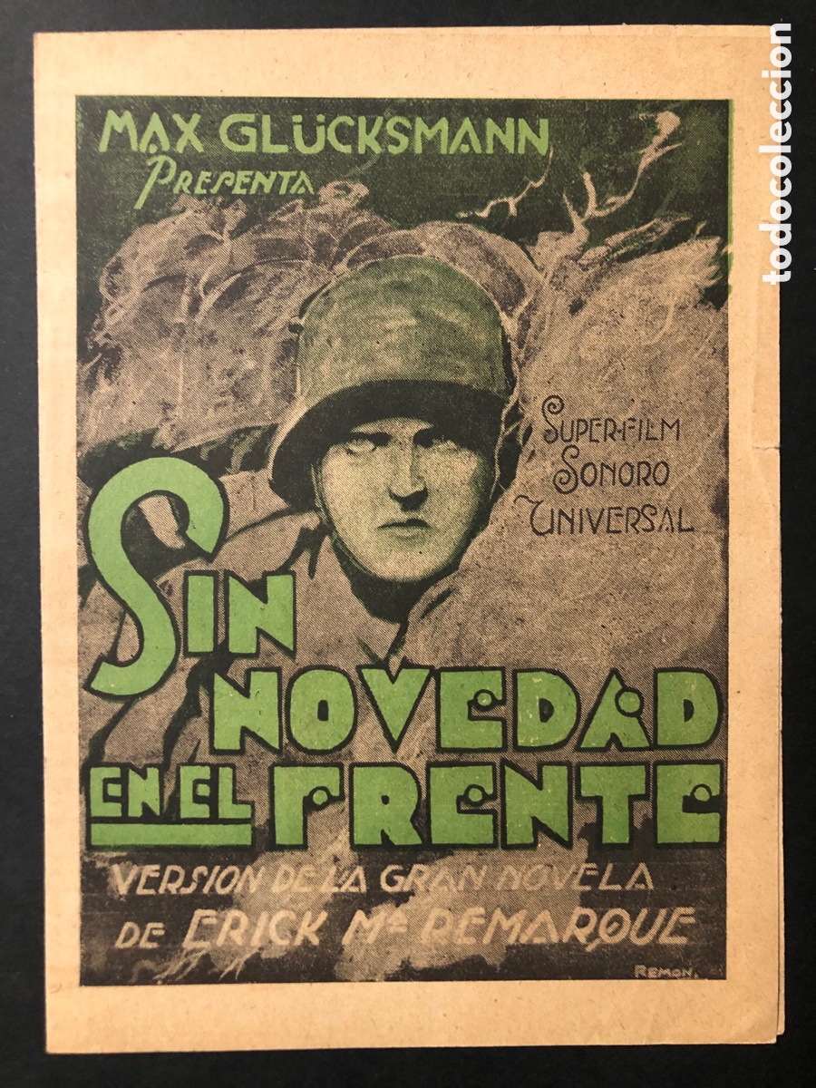 Cine: Programa uruguay sin novedad en el frente Erich mar&iacute;a remarque A1