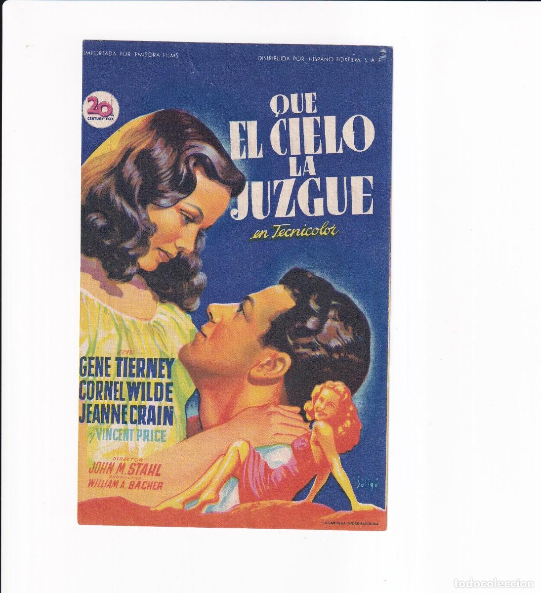 Cine: QUE EL CIELO LA JUZGUE .- GENE TIERNEY - Foto 1
