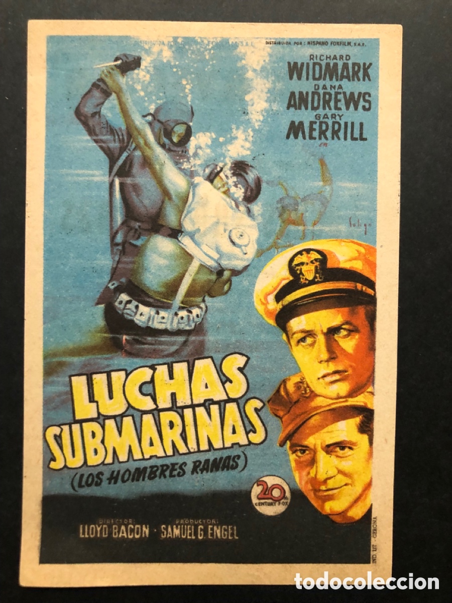 Cine: Programa soligo richard widmark luchas submarinas con publicidad cine avenida valencia