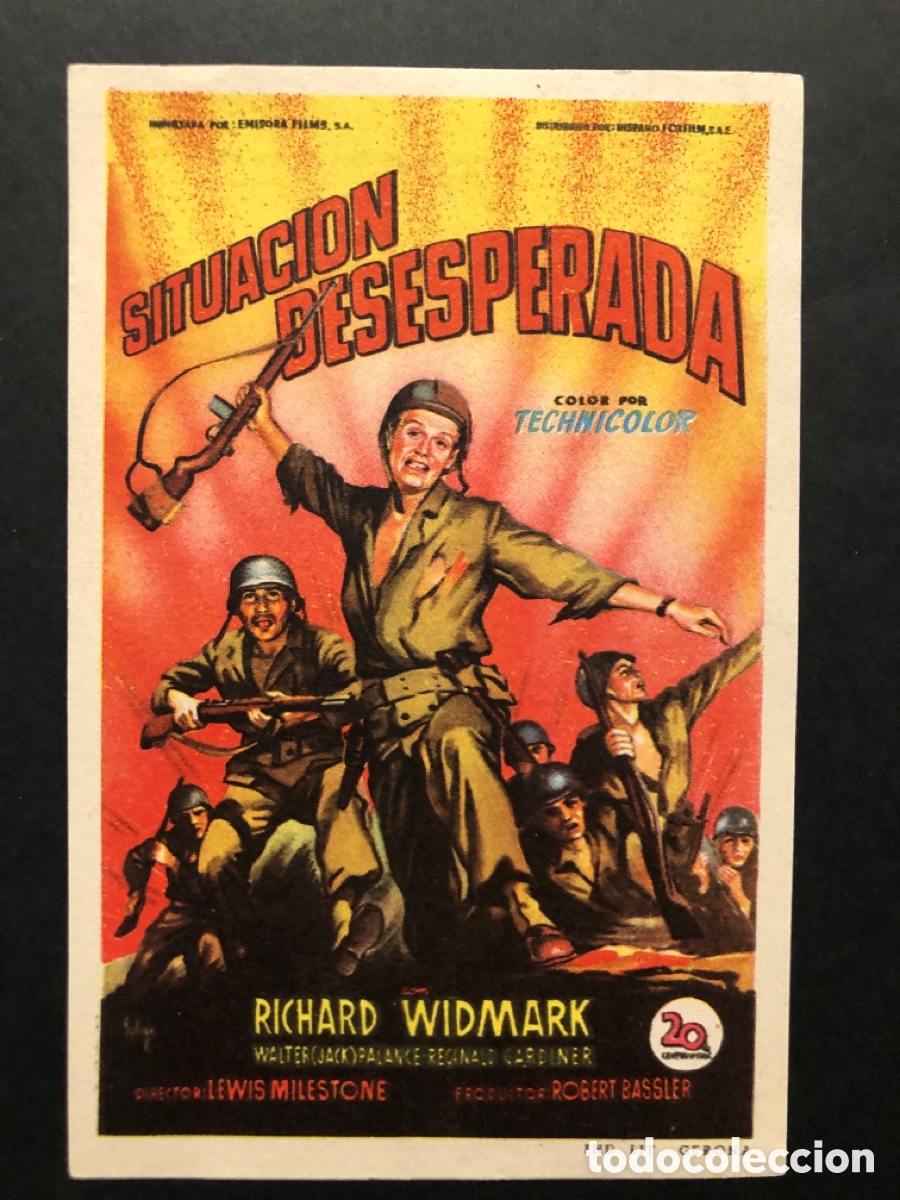 Cine: Programa soligo richard widmark situaci&oacute;n desesperada con publicidad cine esperanza sevilla