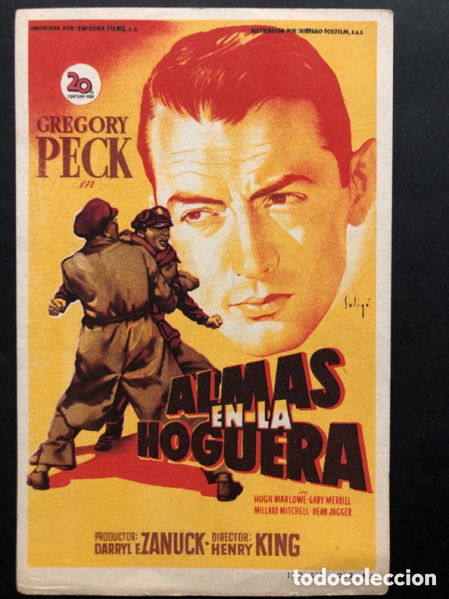 Cine: Programa soligo gregory peck almas en la hoguera con publicidad cine mari palacio del cinema