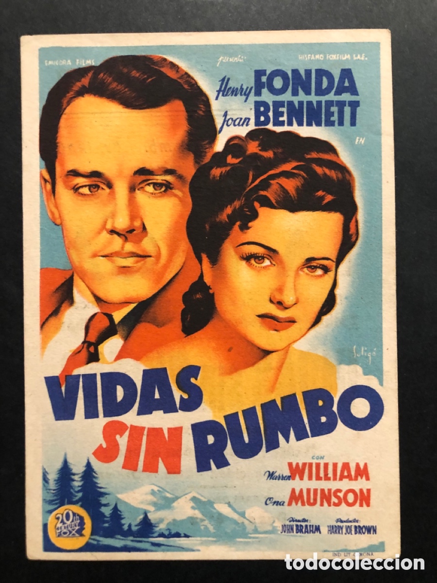 Cine: Programa soligo henry fonda joan bennett vidas sin rumbo con publicidad cinema colon valencia