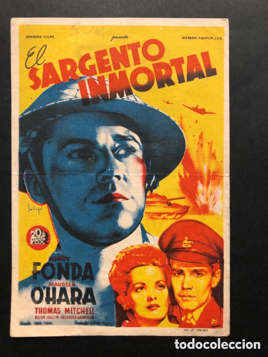 Cine: Programa soligo henry fonda el sargento inmortal con publicidad cine sur Mislata