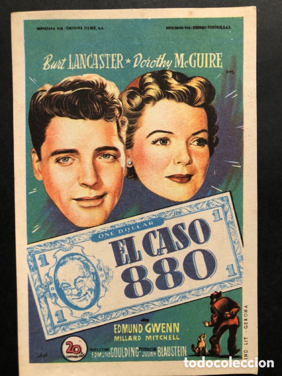 Cine: Programa soligo el caso 880 burt lancaster con publicidad cine rex castellon