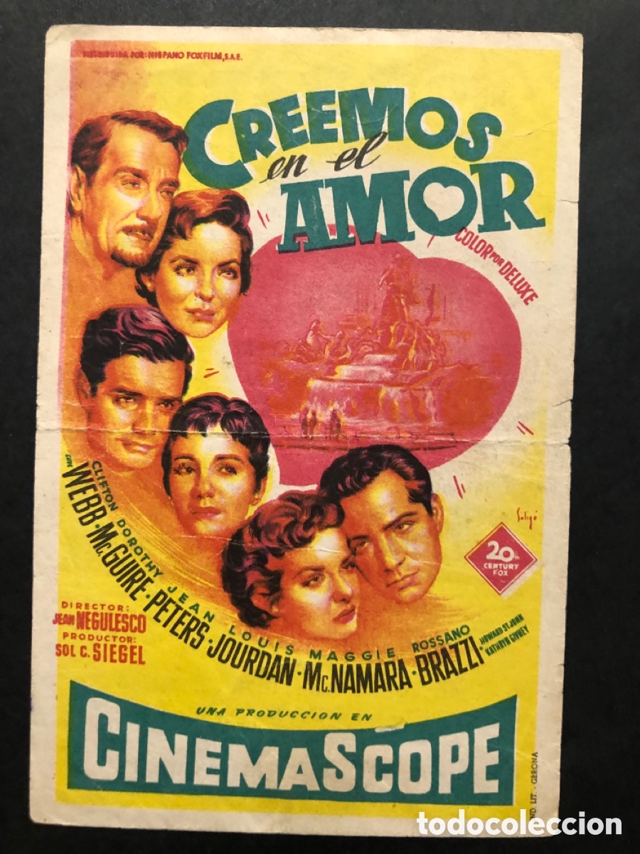 Cine: Programa soligo creemos en el amor clifton webb con publicidad cine Monterrey Chirivella