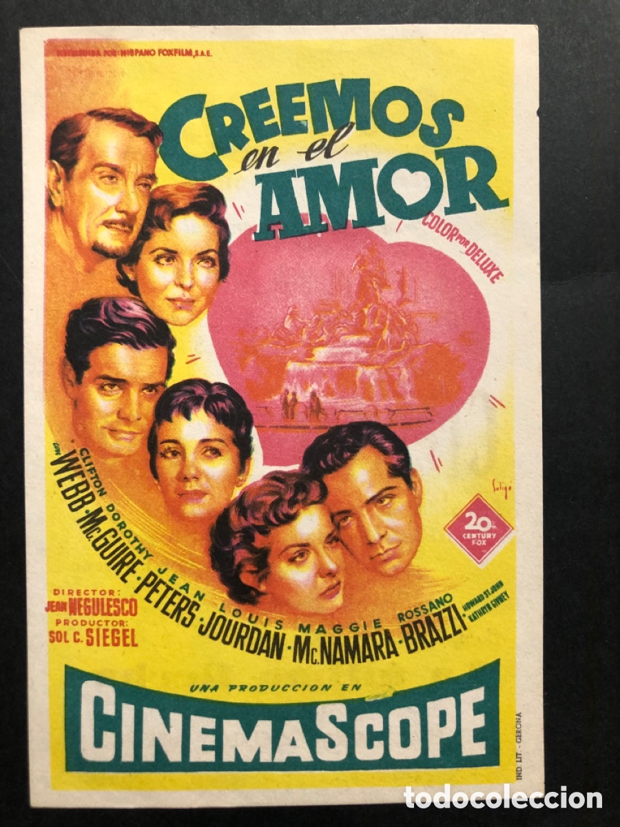 Cine: Programa soligo creemos en el amor clifton webb con publicidad cine avenida valencia