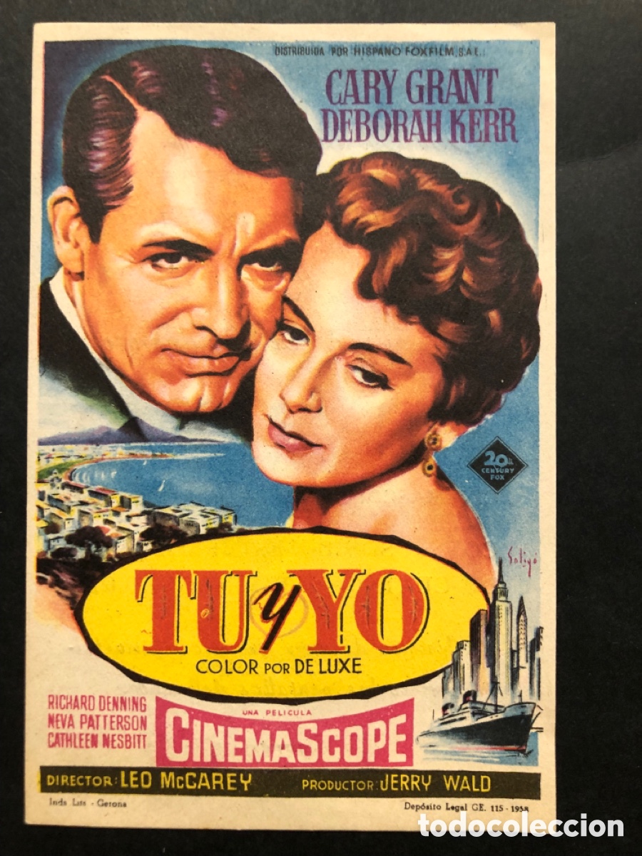 Cine: Programa soligo tu y yo cary grant deborah kerr con publicidad cine lys valencia