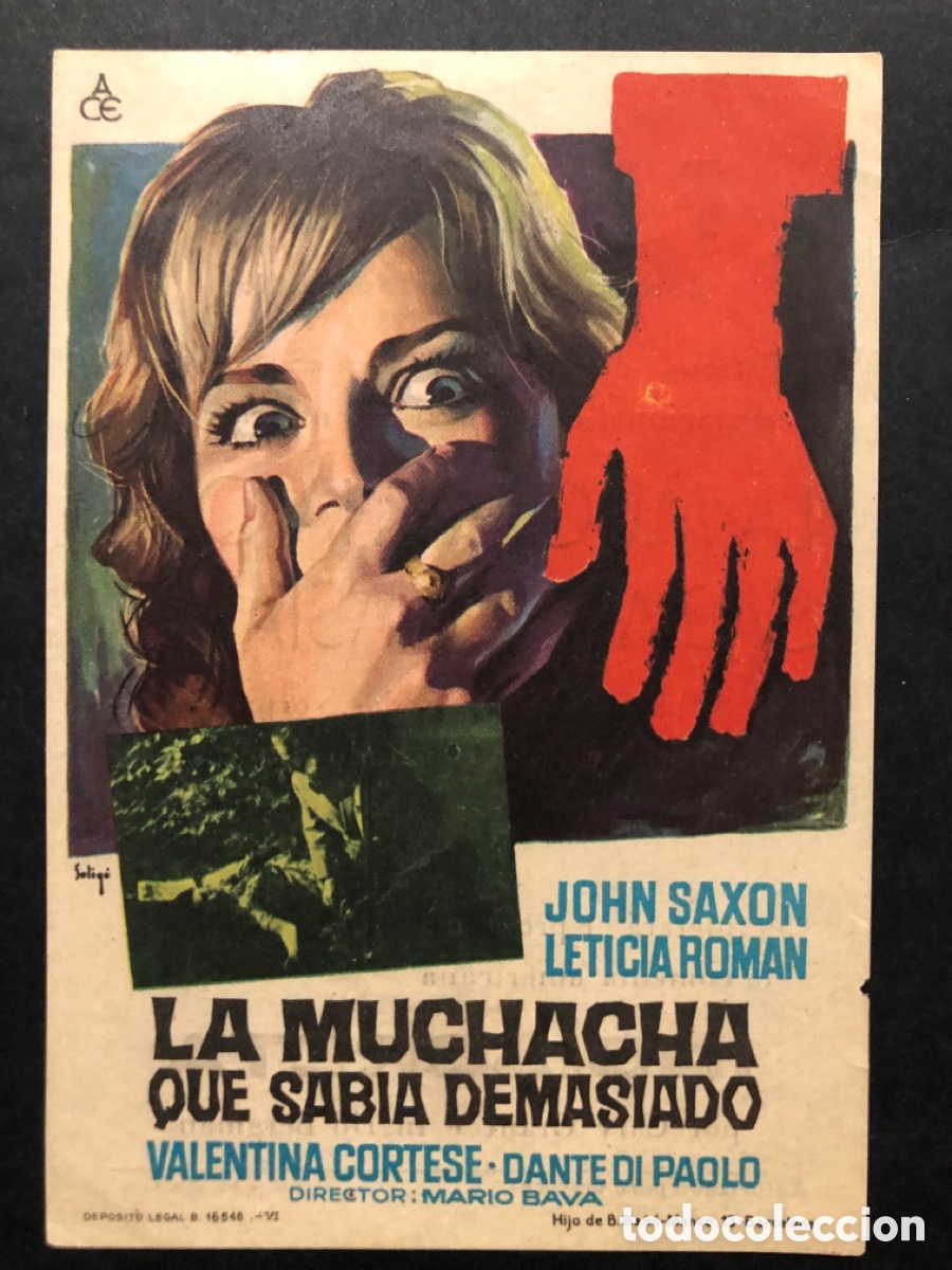 Cine: Programa soligo la muchacha que sab&iacute;a demasiado john saxon con publicidad cine femina