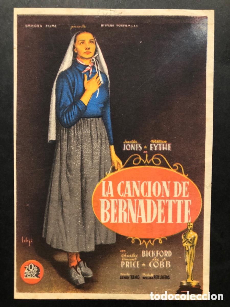 Cine: Programa soligo la canci&oacute;n de bernadette jennifer jones con publicidad cine sur Mislata