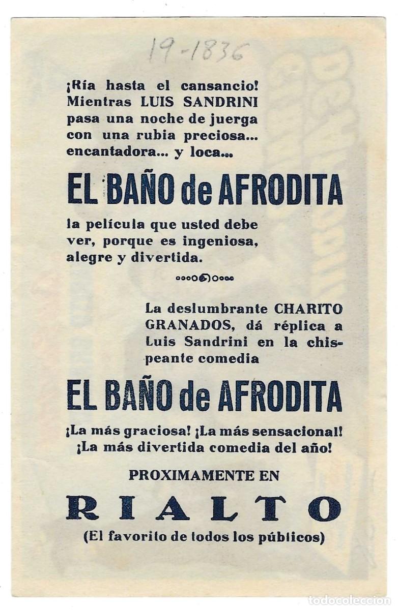 Cine: Programa Cine. El Ba&ntilde;o de Afrodita. Luis Sandrini. 19-1836 - Foto 2