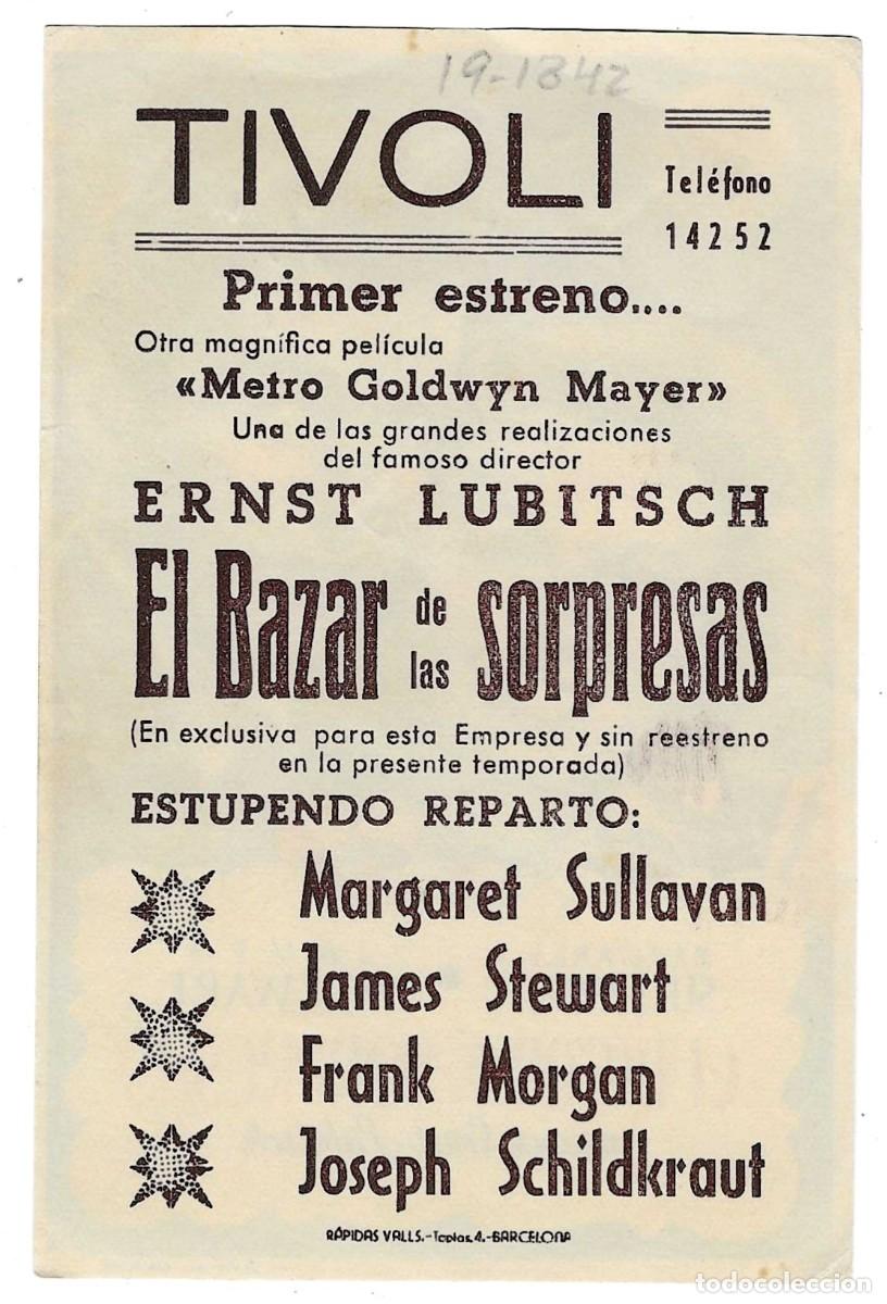 Cine: Programa Cine. El Bazar de las Sorpresas. Margaret Sullavan. 19-1842 - Foto 2