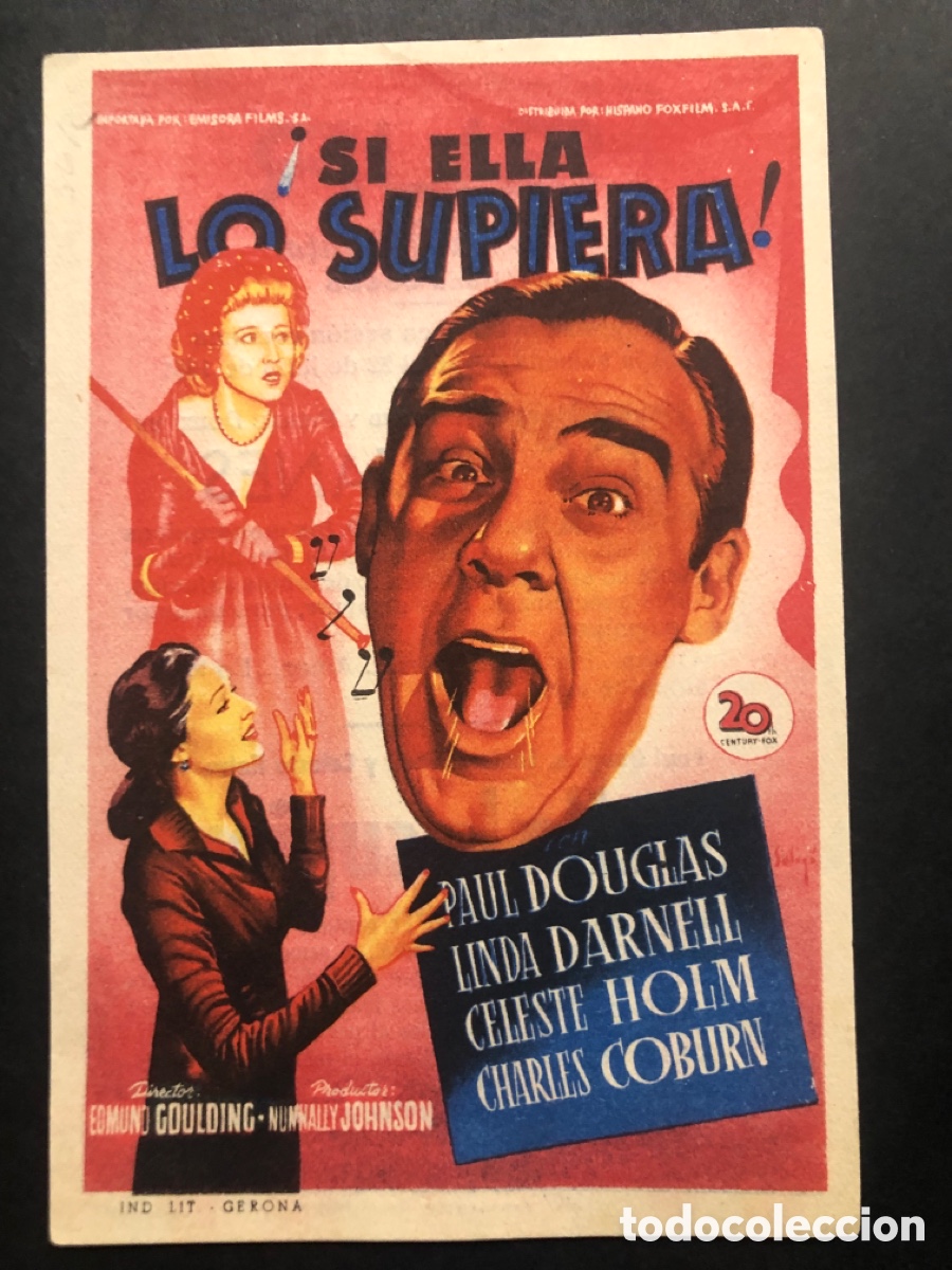 Cine: Programa soligo si ella lo supiera linda darnell con publicidad cine Sur Mislata