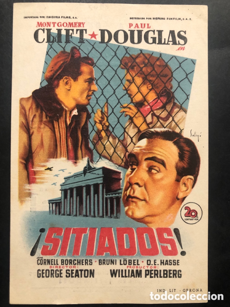 Cine: Programa soligo sitiados montgomery clift con publicidad cine sur Mislata