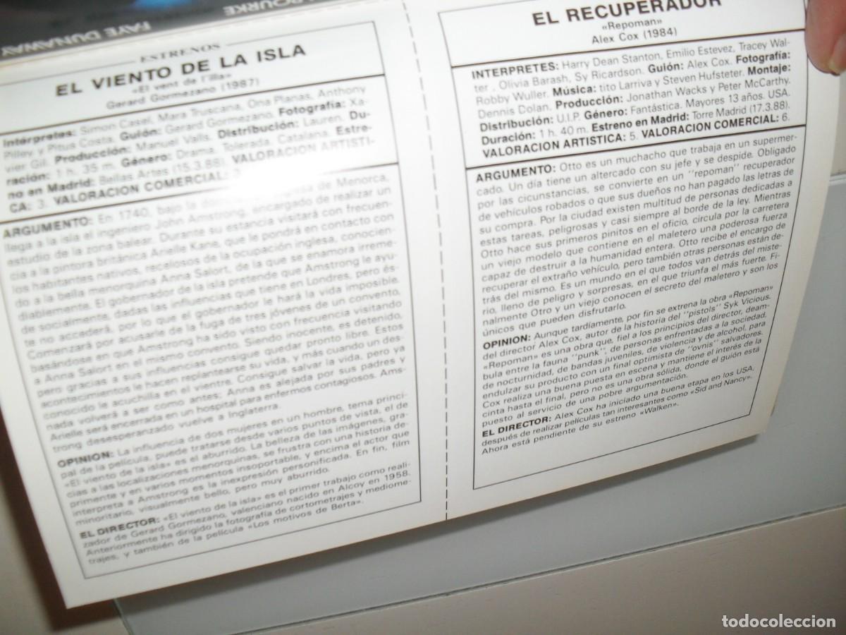 Cine: PROGRAMA DOBLE(EN PAPEL COUCHE):REPO MAN/EL VIENTO DE LA ISLA.EDICIONES JC,1989 - Foto 2
