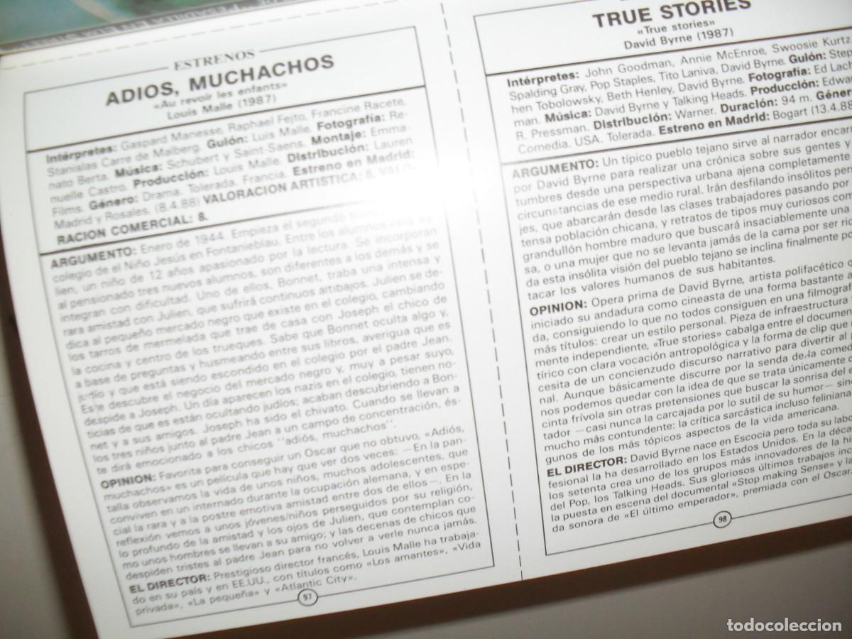 Cine: PROGRAMA DOBLE(EN PAPEL COUCHE):TRUE STORIES/ADIOS MUCHACHOS.EDICIONES JC,1989 - Foto 2