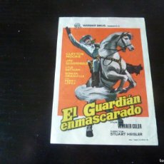  Foglietti di film di film antichi di cinema: FOLLETO DE CINE EL GUARDIAN ENMASCARADO CON PUBLICIDAD