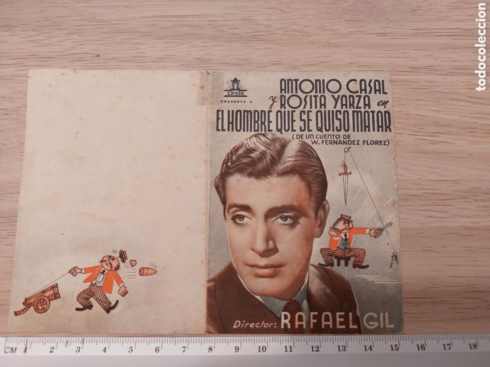 Folhetos de m&atilde;o de filmes antigos de cinema: Programa doble El hombre que se quiso matar. Antonio Casal.Sin publicidad