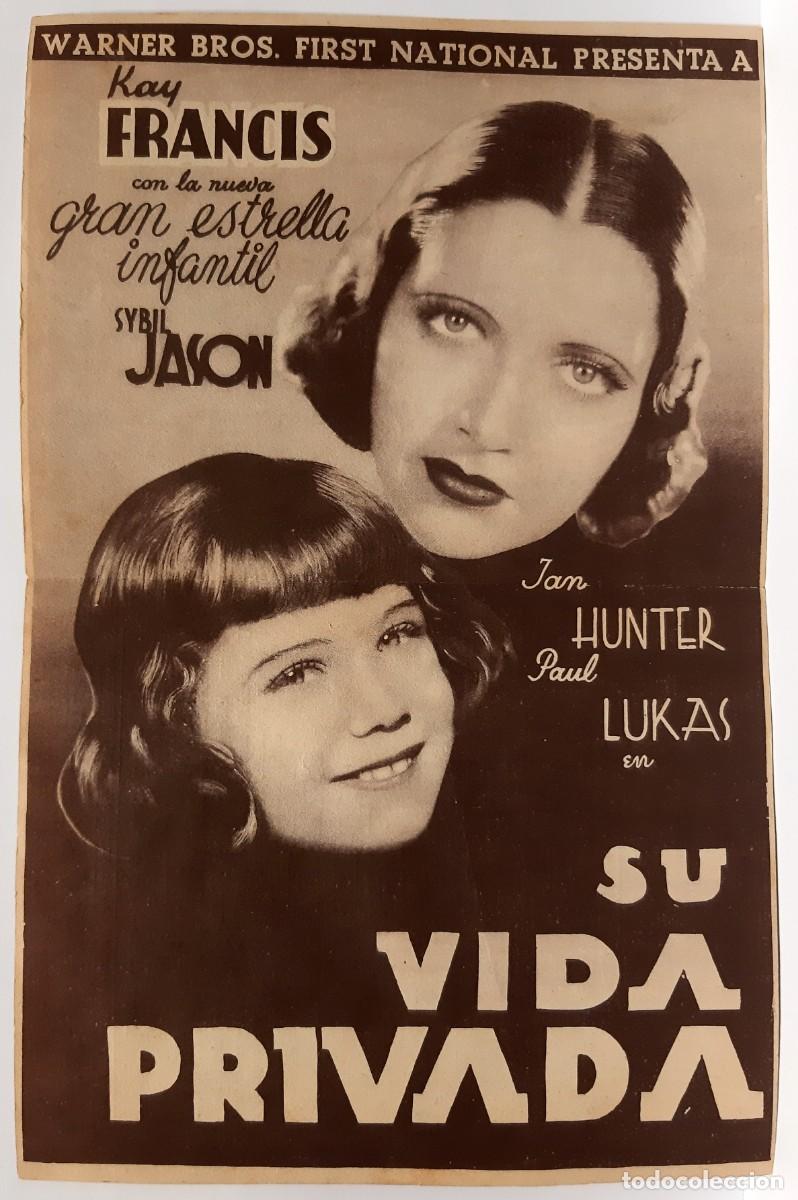  Foglietti di film di film antichi di cinema: CINEMA IDEAL PARK - SU VIDA PRIVADA- PROGRAMA DE MANO, A&Ntilde;O 1937... L6973