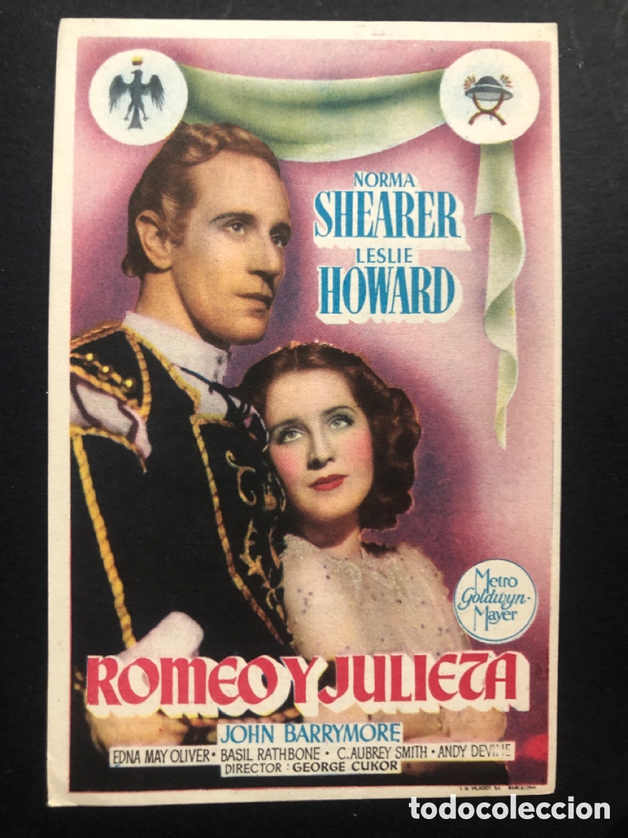 Cine: Programa MGM Romeo y Julieta norma Shearer leslie howard con publicidad cine sur Mislata