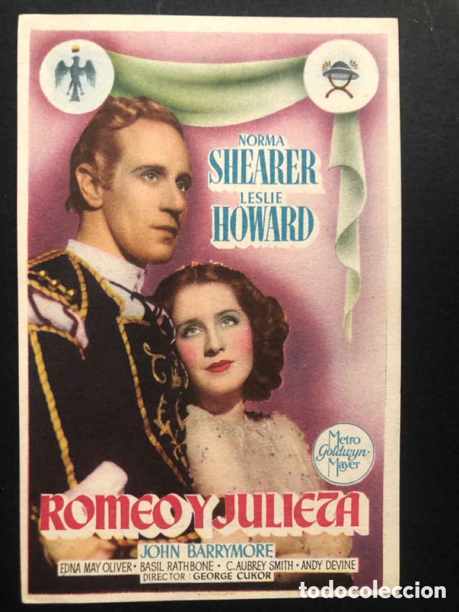 Cine: Programa MGM Romeo y Julieta norma Shearer leslie howard con publicidad teatro cervantes Ceuta