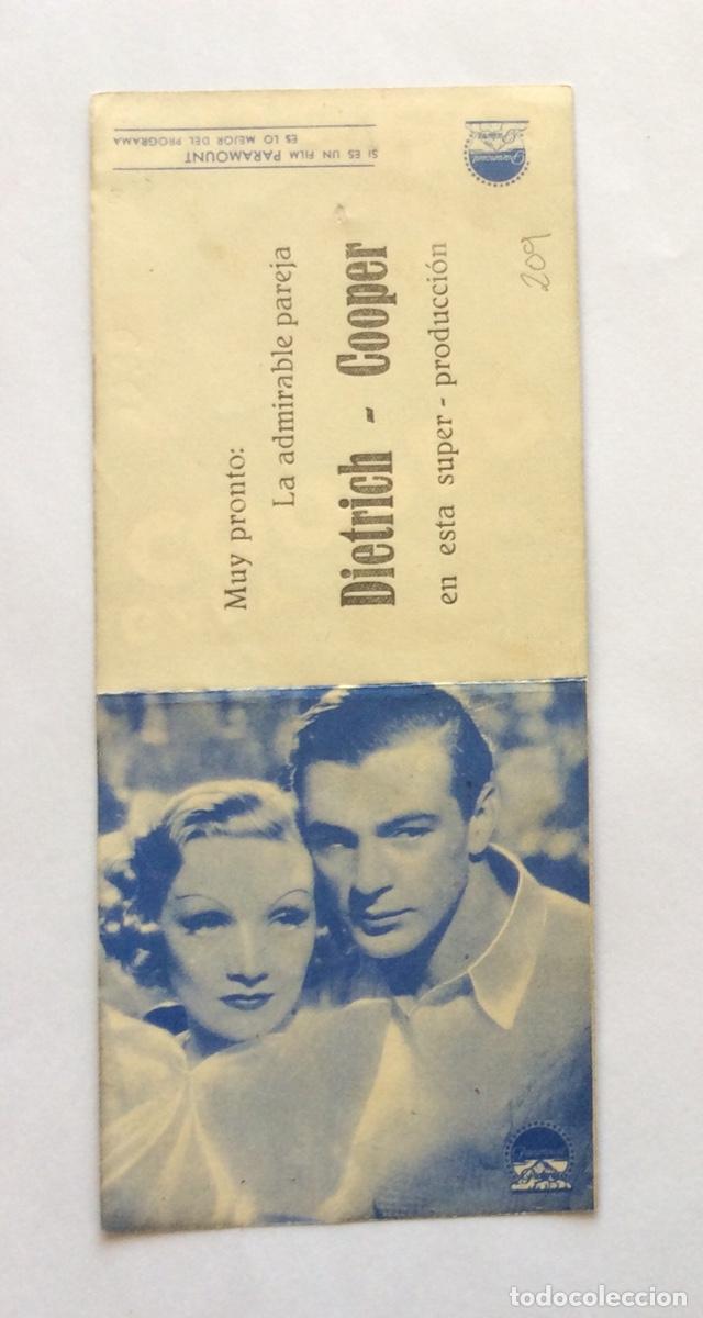 Cine: PROGRAMA DOBLE CON CINE IMPRESO PARAMOUNT DESEO MARLENE DIETRICH GARY COOPER - Foto 1